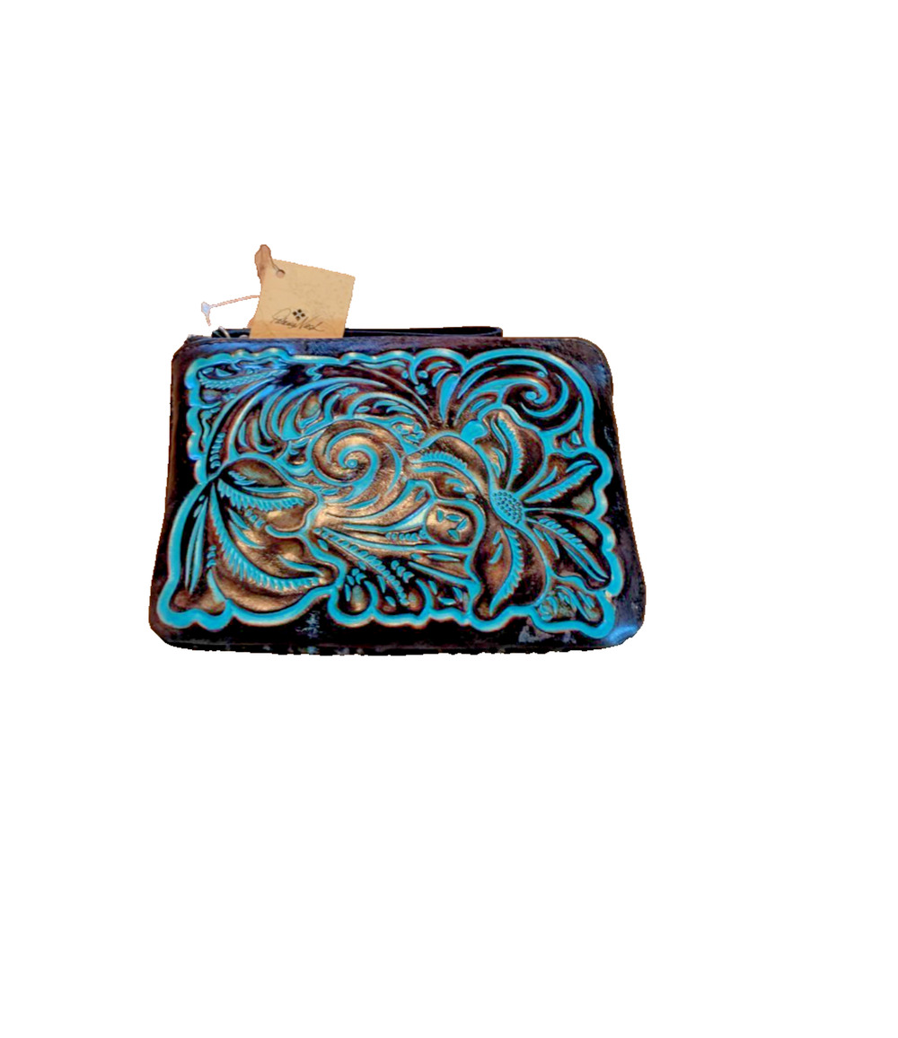 Patricia Nash Cassini Turquoise Leather Wristlet Purse
